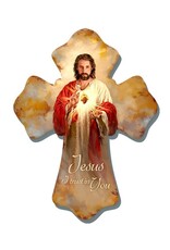 Glow Decor Wall Cross - Sacred Heart / Jesus I Trust In You (6" x 8")