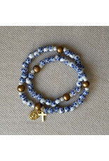 Be Still Prayer Space Twistable Rosary | Porcelain Blue Flower, 3D printed