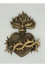 Be Still Prayer Space 3D Printed Brushed Bronze Sacred Heart 6.5" x 5" | Sacred Heart Set Wall Art