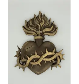 Be Still Prayer Space 3D Printed Brushed Bronze Sacred Heart 6.5" x 5" | Be Still Prayer Space