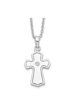 Sentimental Expressions Sterling Silver Rhodium-plated CZ Child Of God (Girl) 14in. Necklace
