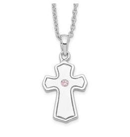 Sentimental Expressions Sterling Silver Rhodium-plated CZ Child Of God (Girl) 14in. Necklace
