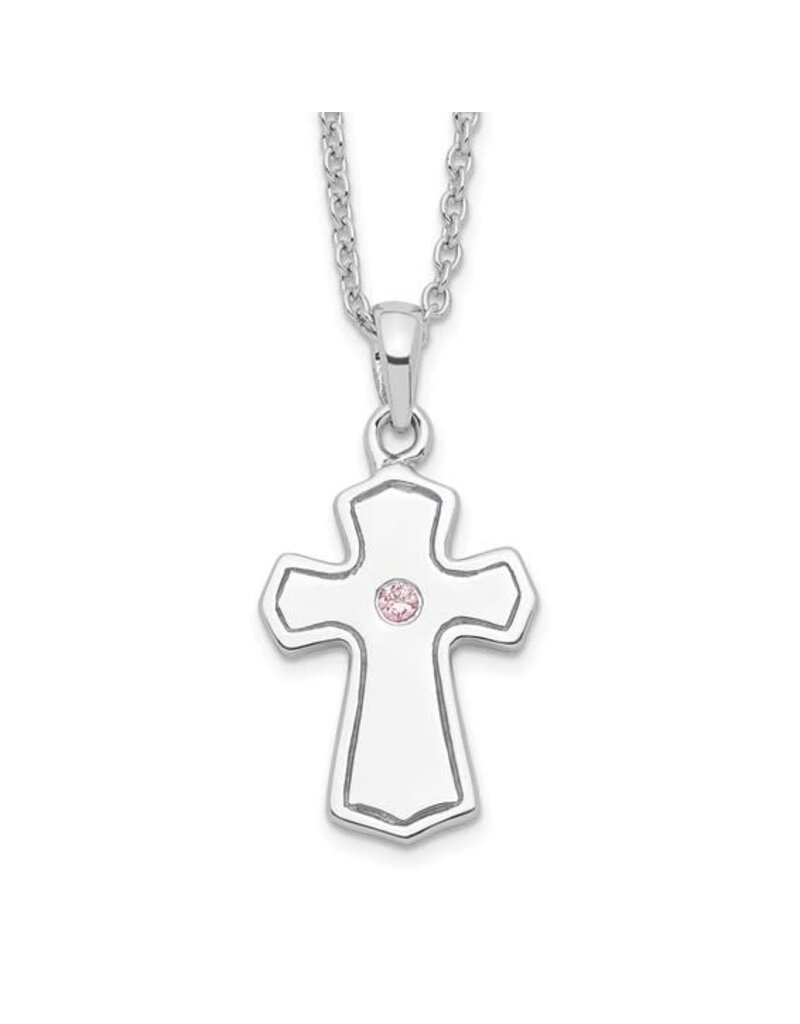 Sentimental Expressions Sterling Silver Rhodium-plated CZ Child Of God (Girl) 14in. Necklace