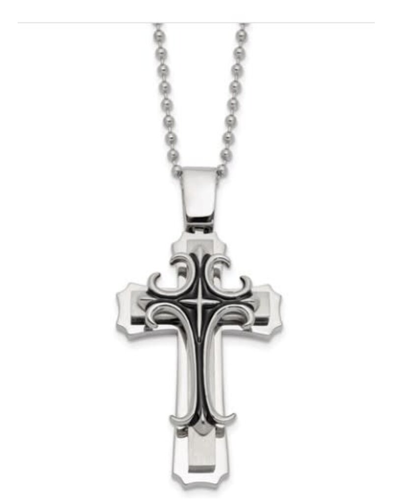 Steel Fancy Cross with 24" 2.4mm Bead Chain
