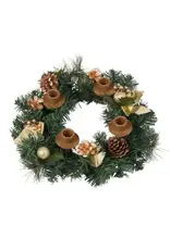 Vermont Christmas Company Traditional Pine Cone Advent Wreath, Gold Ribbon