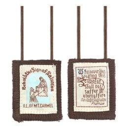 WJ Hirten Brown Scapular, 1 3/4" x 2" on brown cord