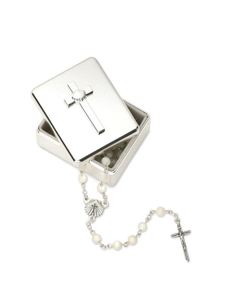 Roman, Inc Keepsake Box-Baptism w/Cross & Shell In Gift Box-Silver (2.25"H)