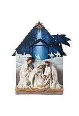 Roman, Inc Nativity-With Printed Stable/Sky Background (13")