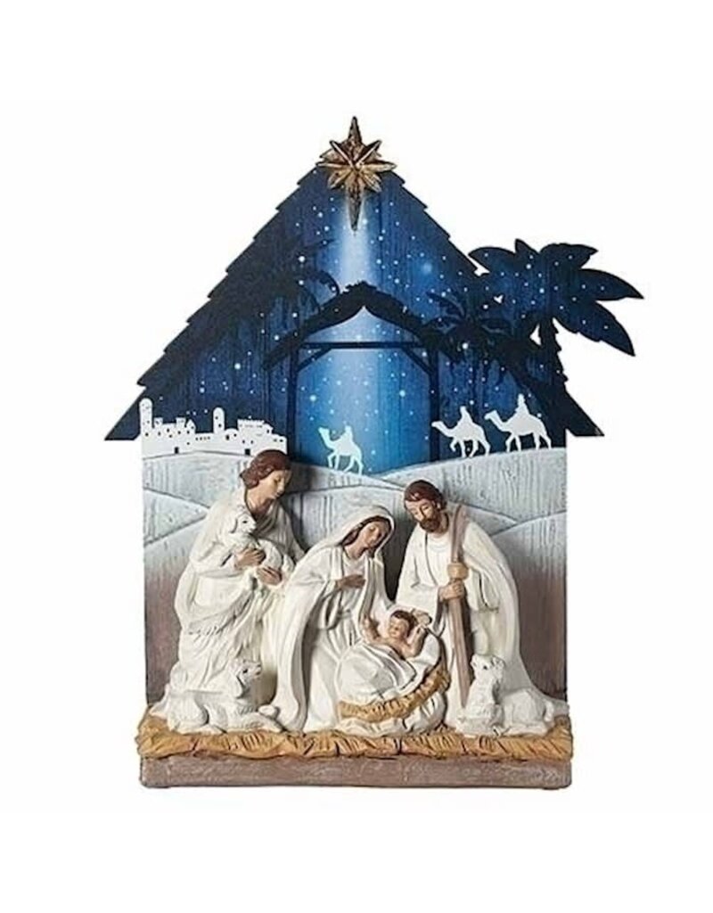 Roman, Inc Nativity-With Printed Stable/Sky Background (13")