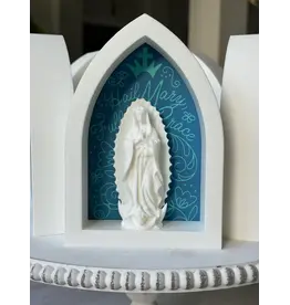 Be Still Prayer Space Arch Shadowbox - Deep Blue with OL Guadalupe | Be Still Prayer Space