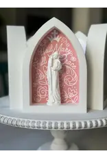 Be Still Prayer Space Arch Shadowbox - Pink with Madonna and Child | Be Still Prayer Space