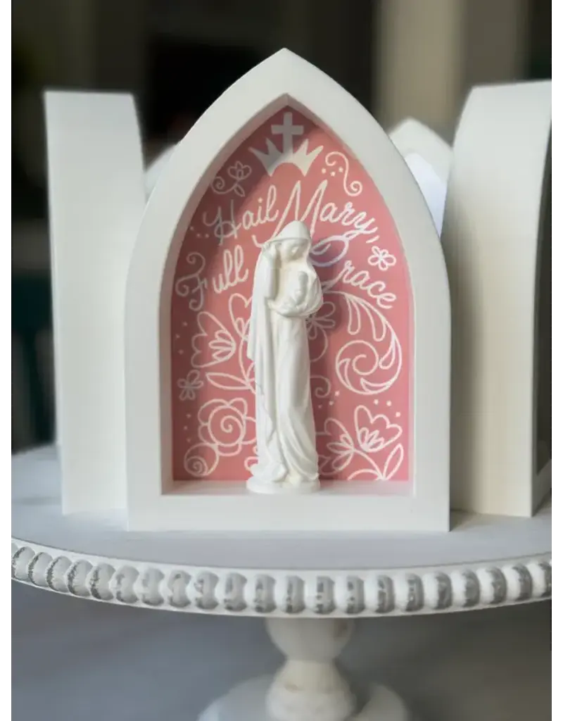 Be Still Prayer Space Arch Shadowbox - Pink with Madonna and Child | Be Still Prayer Space