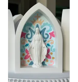 Be Still Prayer Space Arch Shadowbox - Colorful Auspice Maria with OL Grace | Be Still Prayer Space