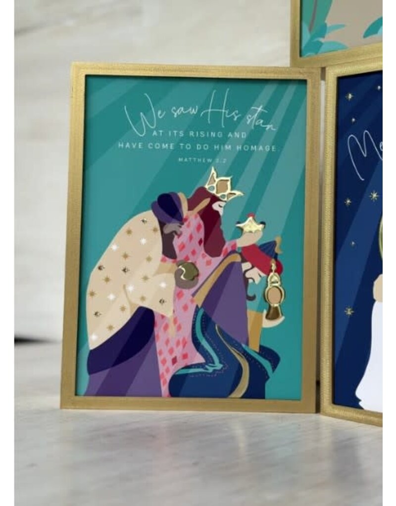 Be Still Prayer Space Christmas Prayer Card in Gold Box Frame - Three Kings | Be Still Prayer Space