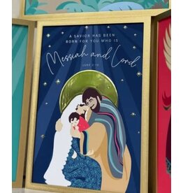 Be Still Prayer Space Christmas Prayer Card in Gold Box Frame - Holy Family | Be Still Prayer Space