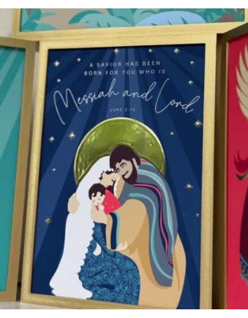 Be Still Prayer Space Christmas Prayer Card in Gold Box Frame - Holy Family | Be Still Prayer Space