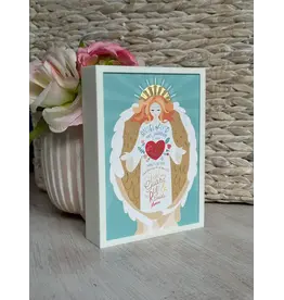 Be Still Prayer Space Illustration in Box Frame - Green Guardian Angel Prayer Card | Be Still Prayer Space