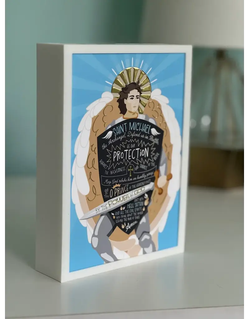 Be Still Prayer Space Illustration in Box Frame - St. Michael Prayer Card | Be Still Prayer Space