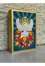 Be Still Prayer Space Illustration in Box Frame - Holy Spirit Dove with Flames | Be Still Prayer Space