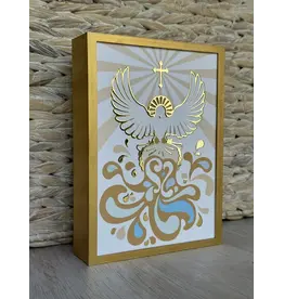 Be Still Prayer Space Illustration in Box Frame - Holy Spirit Dove with Holy Water | Be Still Prayer Space