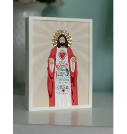Be Still Prayer Space Illustration in Box Frame - Jesus Loves Me Prayer Card, Sacred Heart of Jesus | Be Still Prayer Space