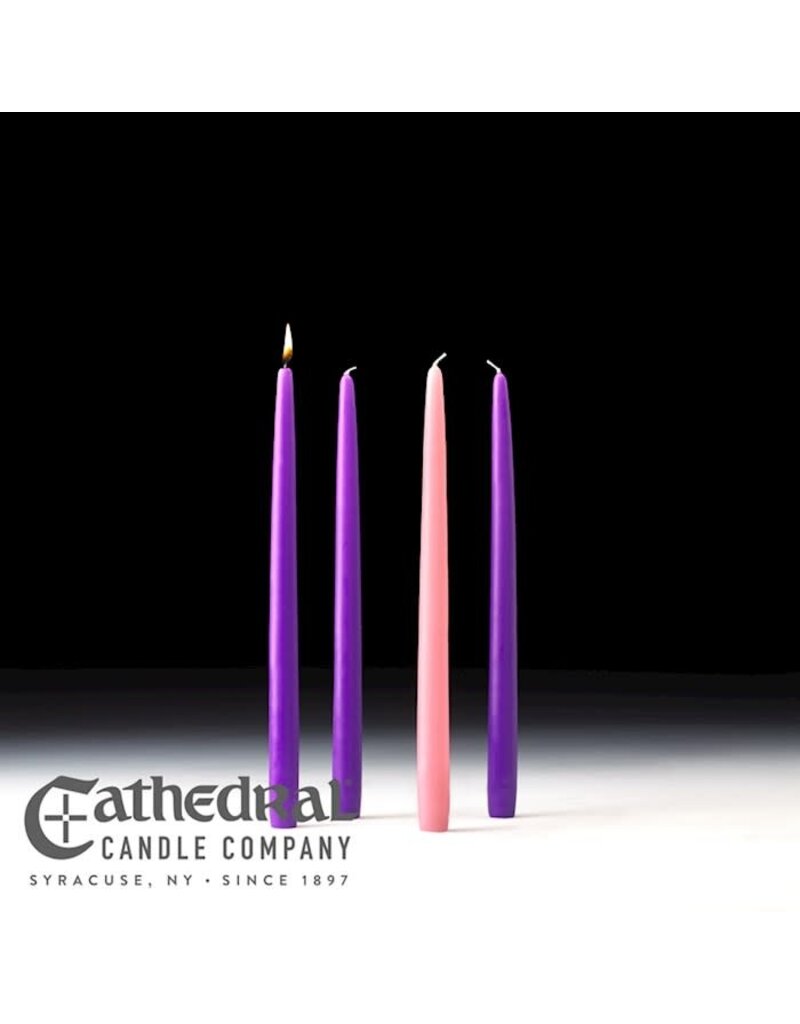 Cathedral Candle Co. 12" Tapers, 4 Piece Set, 3 Purple 1 Pink Advent Candles