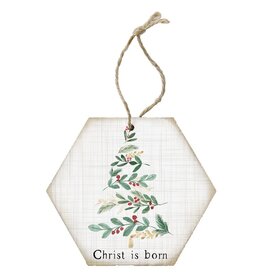 Sincere Surroundings Ornament-Honeycomb-Christ Is Born (6.875 x 4.5)