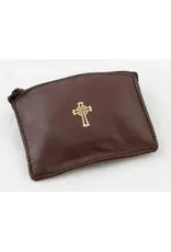 MDS Black or Brown Sheepskin Rosary Case, zipper closure