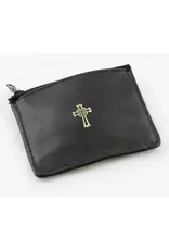 MDS Black or Brown Sheepskin Rosary Case, zipper closure
