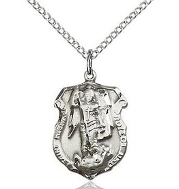 Bliss Manufacturing Sterling Silver St. Michael the Archangel Pendant on 20 inch Stainless Silver Chain