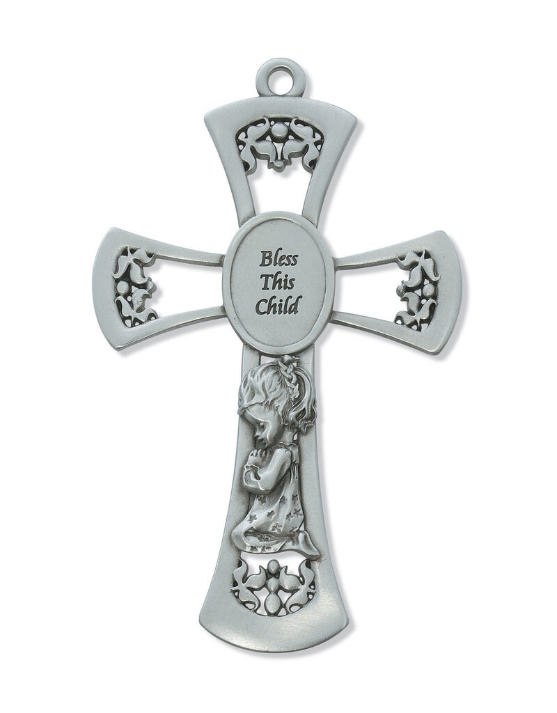McVan 6" Pewter Girl Praying Cross