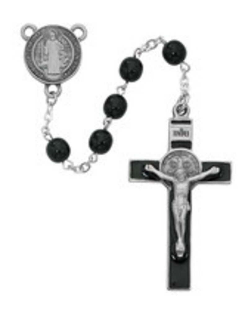 McVan Pewter 7MM Black Benedict Rosary