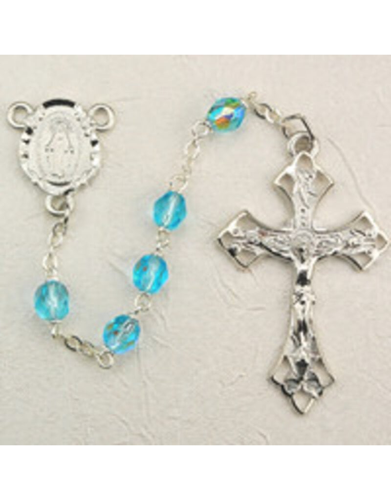 McVan 6mm Aqua Glass Bead Rosary