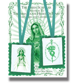 WJ Hirten 2" Green Scapular with Instruction Pamphlet