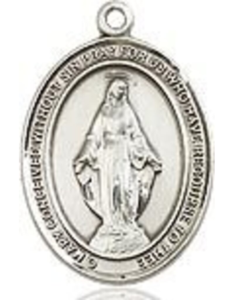 Bliss Manufacturing Sterling Silver Miraculous Medal Pendant With 18" Chain Necklace