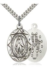 Bliss Manufacturing Sterling Silver Miraculous Medal On 18" Chain Necklace