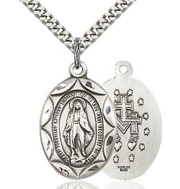 Bliss Manufacturing Sterling Silver Miraculous Medal On 18" Chain Necklace