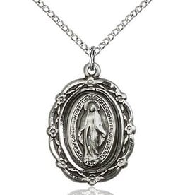 Bliss Manufacturing Sterling Silver Miraculous Medal on 18" Chain
