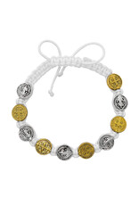McVan White with Silver and Gold St. Benedict Medal Cord Bracelet