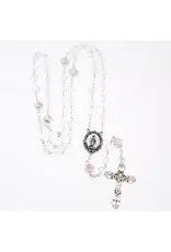 Devon Trading Company Clear Tin-Cut Crystal Rosary with Enameled Centerpiece