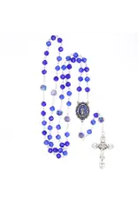 Devon Trading Company Saphire Blue Tin-Cut Crystal Rosary with Enameled Centerpiece