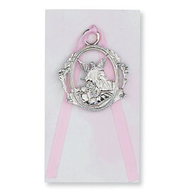 McVan Pink Ribbon Guardian Angel Crib Medal for Girl