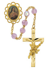 McVan 7mm Golden St. Therese Rosary with Deluxe Crucifix and Center