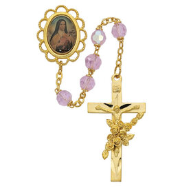 McVan 7mm Golden St. Therese Rosary with Deluxe Crucifix and Center