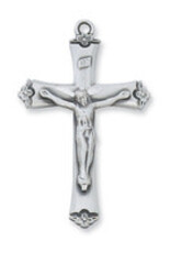 McVan Sterling Silver Crucifix Pendant - Sterling Silver Crucifix with 18 in. Rhodium Plated Chain and Deluxe Gift Box