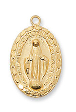 McVan Gold over Sterling Miraculous Pendant with 18" Gold Plated Chain
