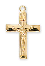 McVan GOLD OVER SILVER CRUCIFIX, 18" CHAIN, Beveled cross