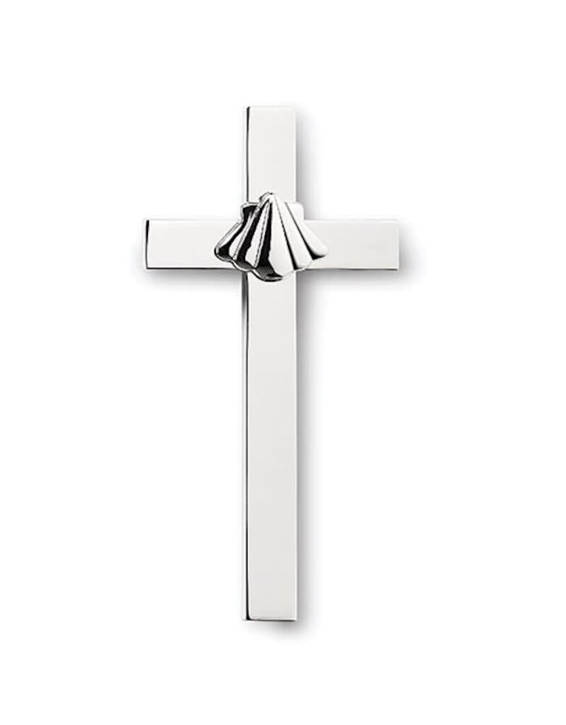 Roman, Inc Baptism Wall Cross with Shell - Silver-Tone