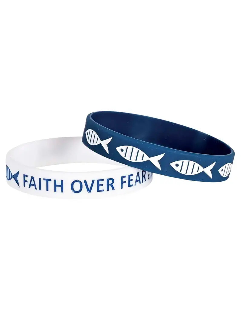 Dicksons Bracelet Silicone Fish Faith Over Fear, blue or white