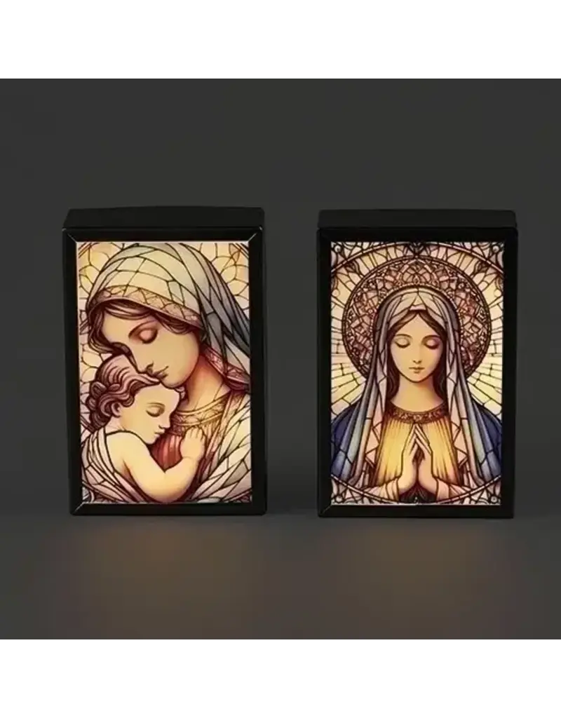 Roman, Inc Assorted Led Madonna Stained Glass Plaques